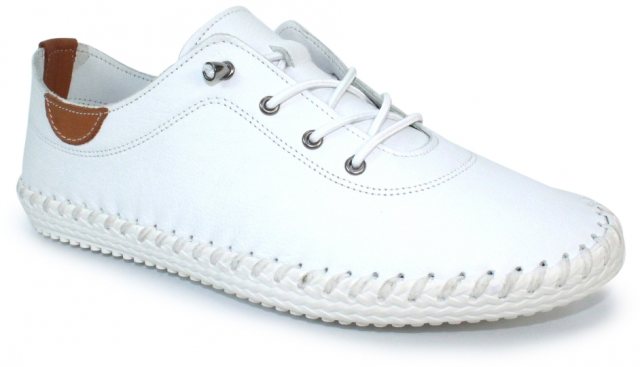 Lunar Lunar St Ives Leather Trainer White