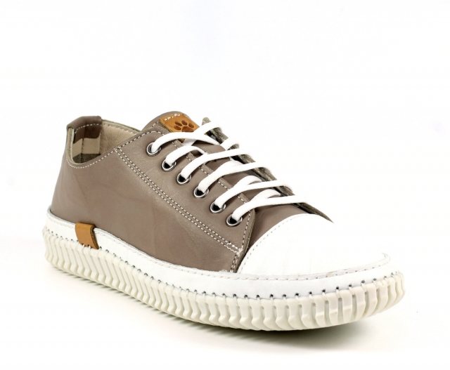 Lazy Dogz Lazy Dogz Truffle Leather Trainer Taupe