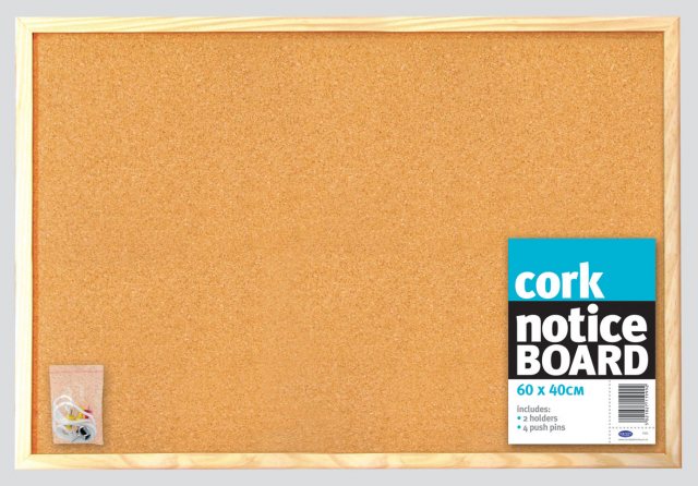 JADE Cork Notice Board 60 x 40cm
