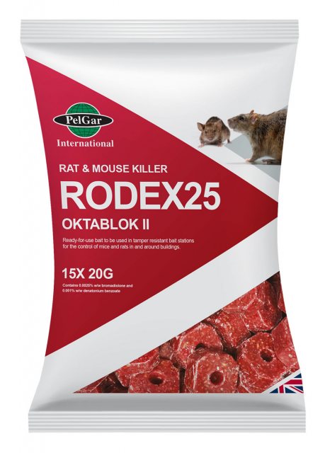 Rodex Oktablok Bromadiolone Blocks 15 x 20g