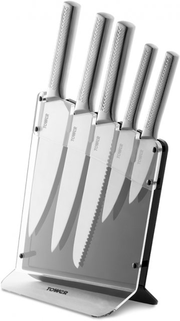 RKW Tower Stainless Steel Knife Set With Stand 5 Piece