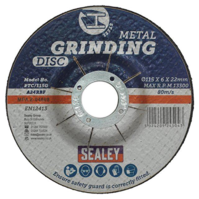 Sealey Sealey Metal Grinding Disc 115 - 6mm 5 Pack