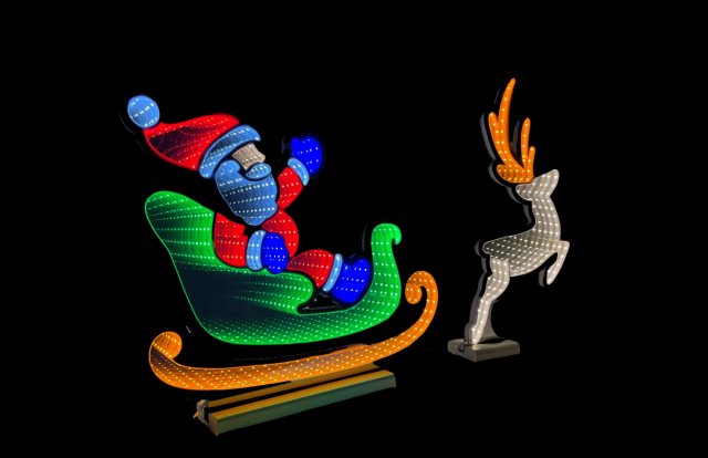 Infinity Light Santa's Sleigh With Reindeer 75cm