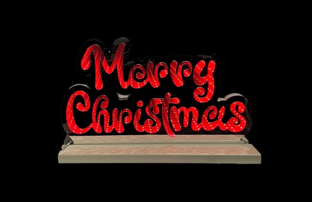 Infinity Light Merry Christmas Sign With Base 60cm