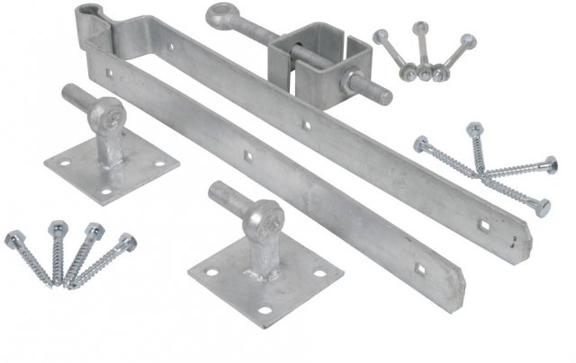 John George John George Field Gate Adjustable Hinge Set With Hook On Plate 12"