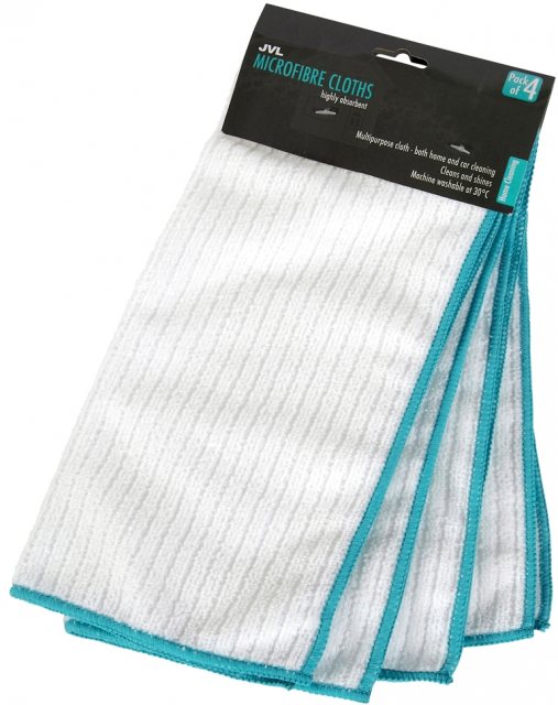 JVL JVL Microfibre Cleaning Cloths 4 Pack