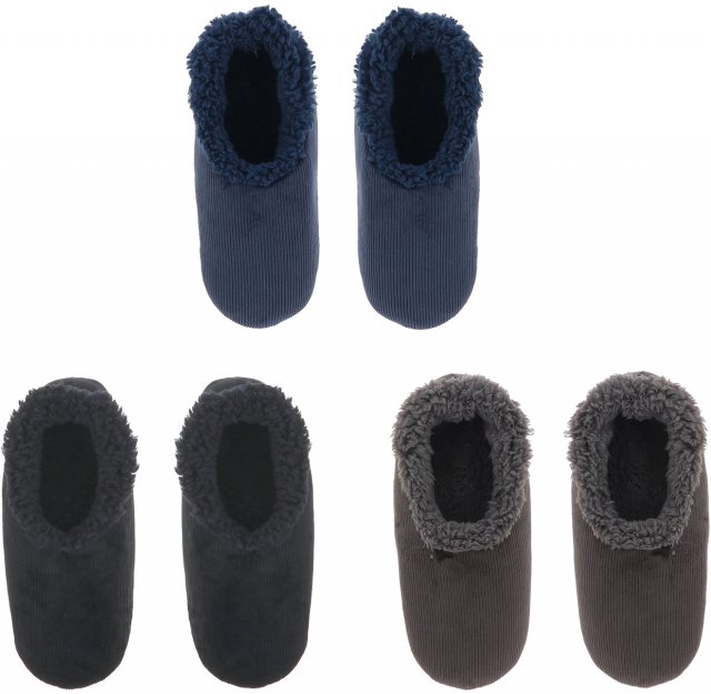 Snoozies Snoozies Corduroy Brushed Mens Slipper Sock Assorted