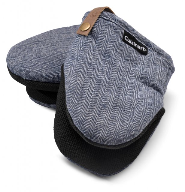 Cuisin Art Mini Oven Mitt Herringbone Blue 2 Pack