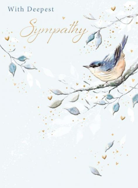 Bird On Tree Branch With Deepest Sympathy Card