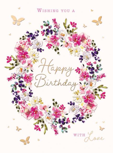 Circle Of Flowers Birthday Card
