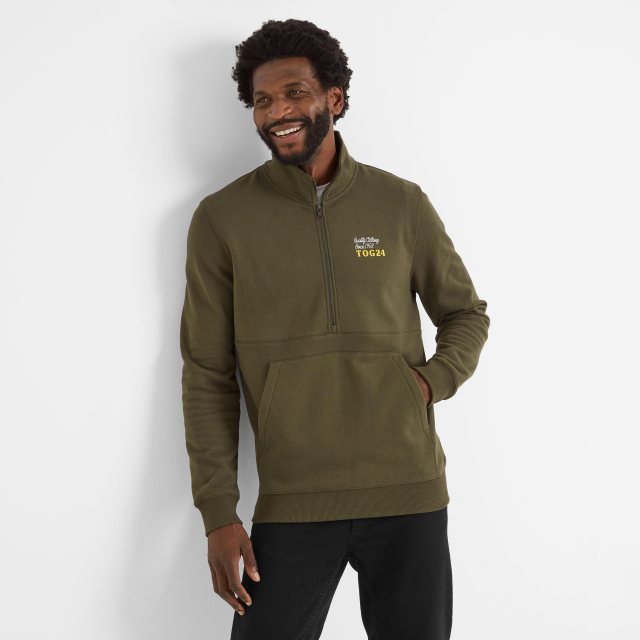 Tog24 Tog24 Renard Zip Neck Fleece Khaki Size L