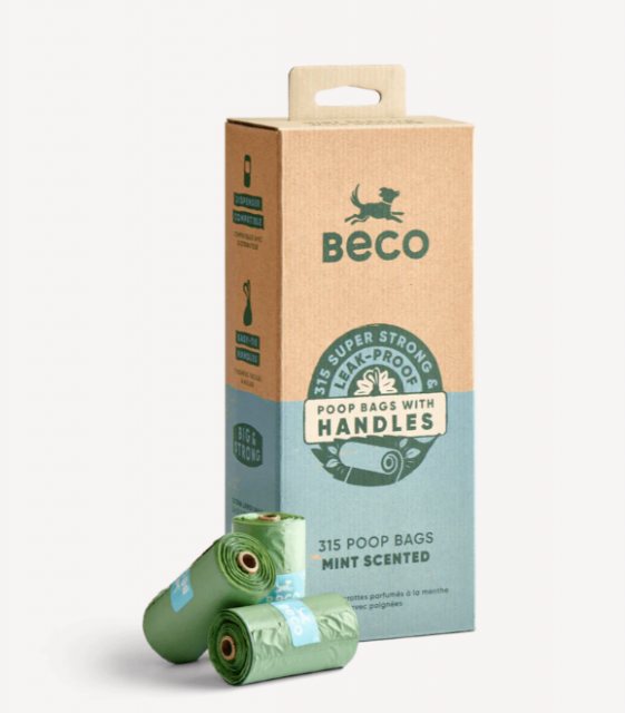 Beco Beco Mint Poo Bags With Handle 120 Pack