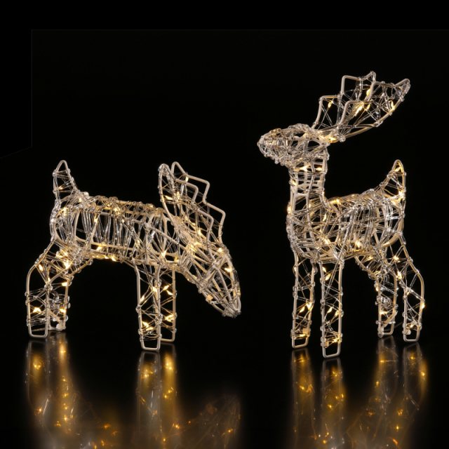 Light Up Spun Acrylic Deer Warm White Assorted