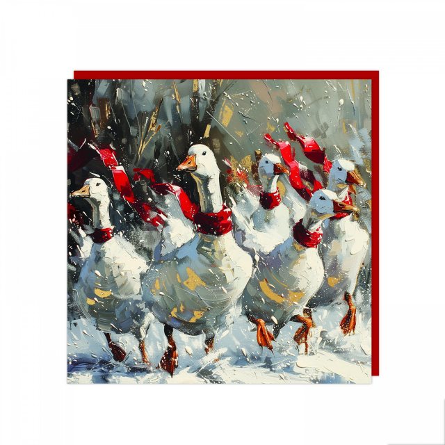 Art Marketing Festive Geese Christmas Card 6 Pack