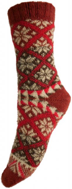 GEMJAR Gemjar Wool Blend Diamond Sock Red/Brown