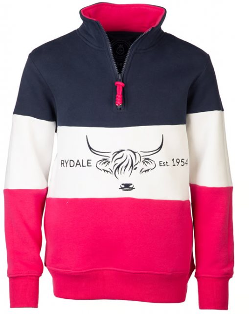 Rydale Rydale Junior Byland Cow Sweatshirt Navy/White/Bonbon