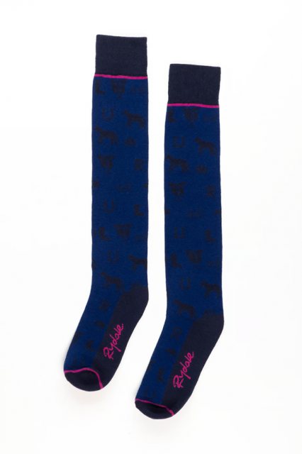 Rydale Rydale Horse Print Knee Length Riding Sock Size 4-7