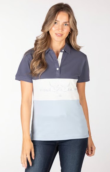 Rydale Rydale Byland Cow Polo Shirt Denim/White/Blue