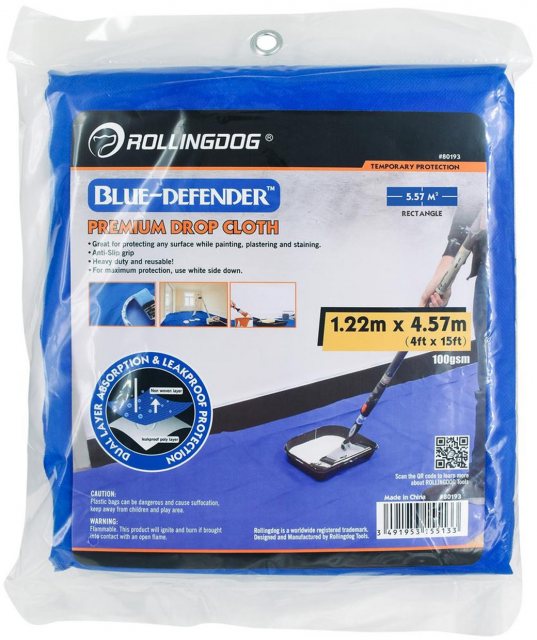 Rolling Dog Blue Defender Premium Drop Cloth 1.2 x 4.5m