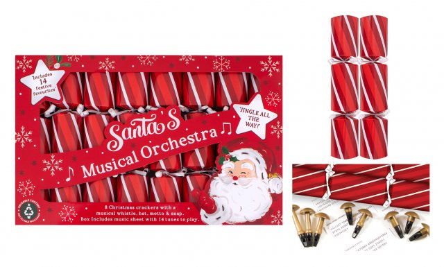 Christmas Cracker 8 Pack Musical Whistle