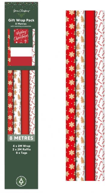 Christmas Gift Wrap 8m & Tags Gingerbread