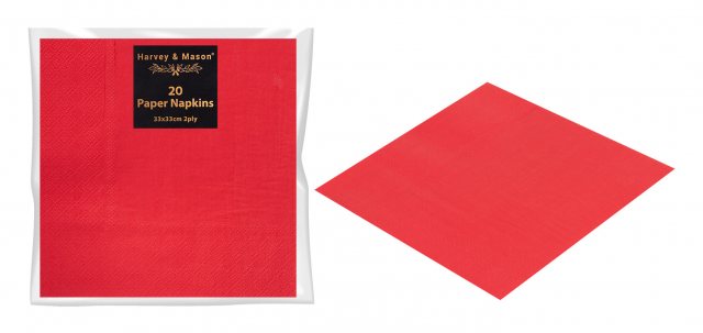 Metallic Napkins Red 20 Pack