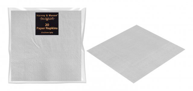 Metallic Napkins Silver 20 Pack