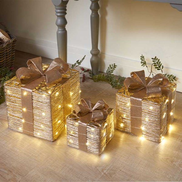 Three Kings Champagne Braid Faux Gift Box 3 Pack
