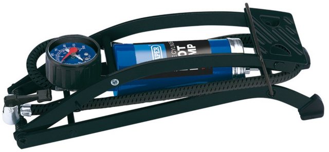 Draper Draper Single Cylinder Foot Pump With Pressure Gauge