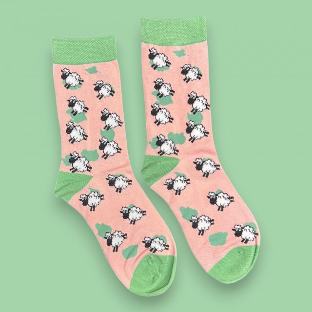 Jess & Lou Bamboo Sheep Sock Pink