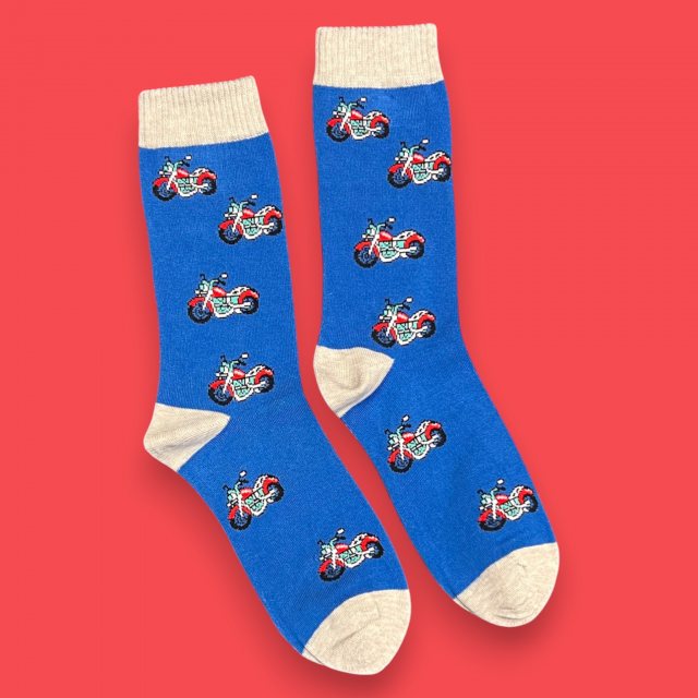 Jess & Lou Bamboo Motorcycle Sock Blue