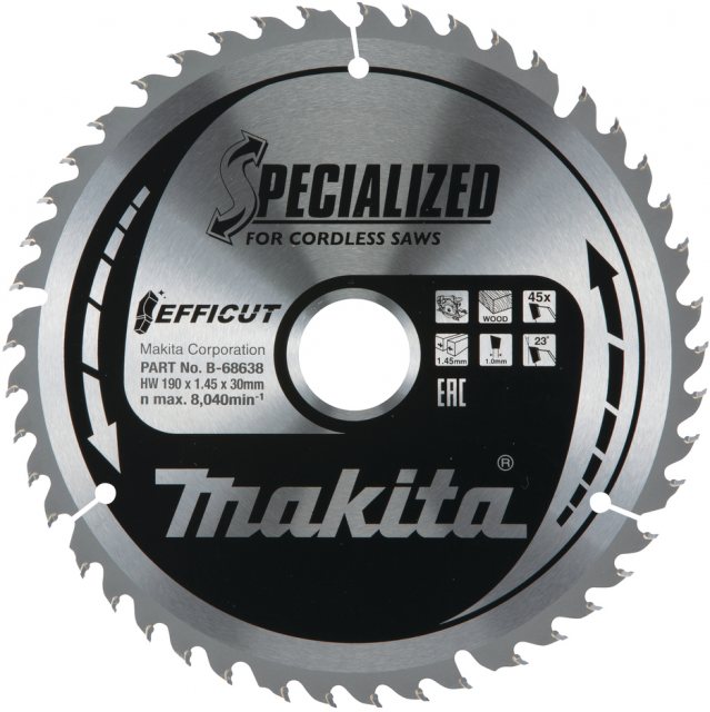 Makita Makita Efficut TCT Circular Saw Blade 190mm x 30mm 45T