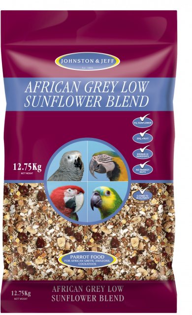 J&J Johnston & Jeff African Grey Low Sunflower Seed 12.75kg