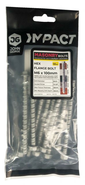 John George John George Impact Flange Masonry Screw 10 Pack