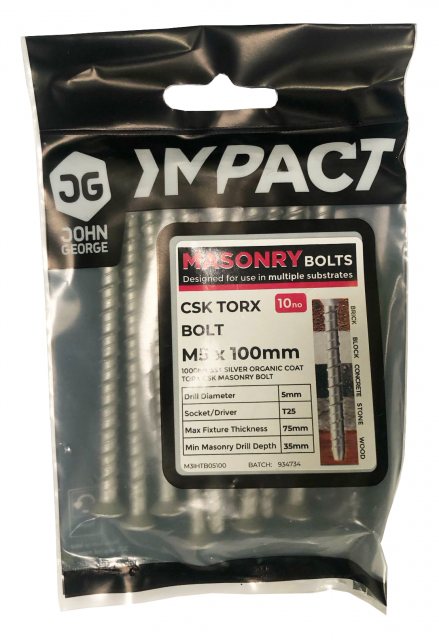 John George John George Impact Torx Masonry Bolt 10 Pack