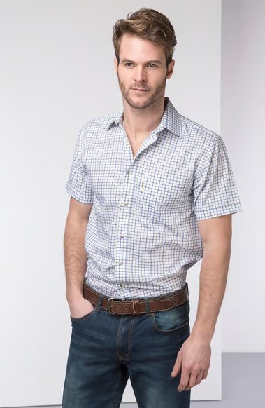 Rydale Rydale Tattersall Short Sleeved Shirt Blue