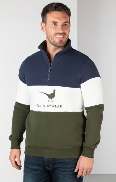 Rydale Rydale Byland Pheasant Sweatshirt Navy/White/Olive