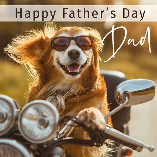 Father's Day Dog Riding Motorbike Card