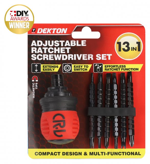 Dekton Adjustable Ratchet 13 In 1 Screwdriver Set