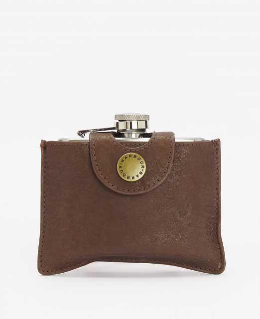 Barbour Barbour Hinged Hip Flask Brown 4oz