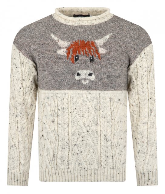 J M Cooper Highland Cow Jumper Aran Nepp