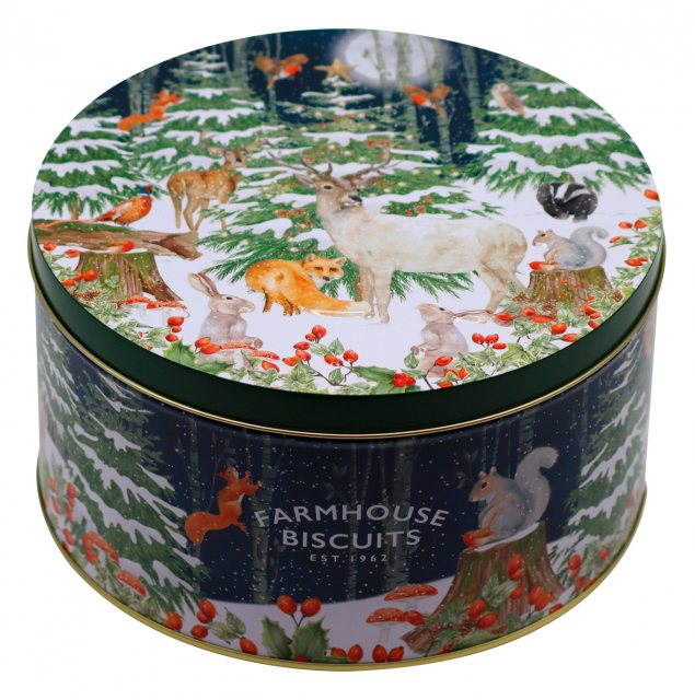 Farmhouse Oat Flip Biscuits Woodland Scene Tin 500g
