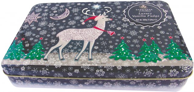 Luxury Vanilla Fudge Christmas Reindeer Tin 400g