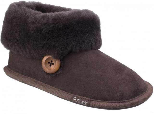 Cotswold Cotswold Wotton Sheepskin Bootie Slipper Chocolate
