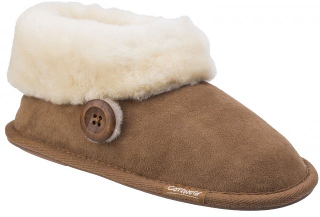 Cotswold Cotswold Wotton Sheepskin Bootie Slipper Chestnut