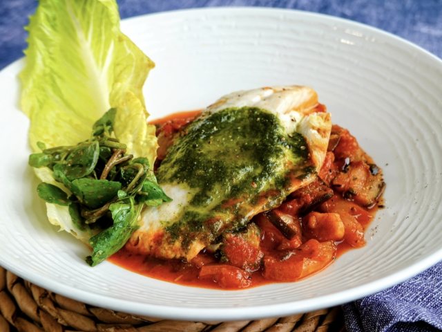 Bistro Chef Frozen Sea Bass Fillets With Garlic Butter & Ratatouille For 1