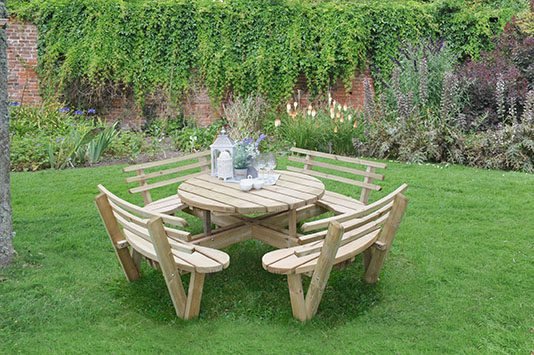 Forest Garden Forest Garden Circular Picnic Table With Seat Backs