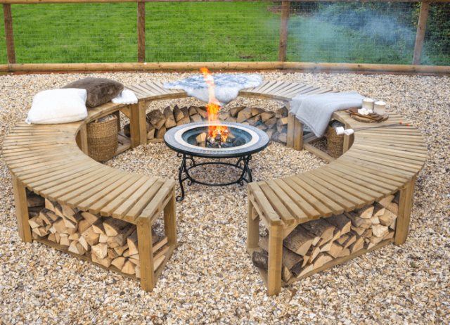 Forest Garden Forest Garden Curved Firepit Bench 2 Pack