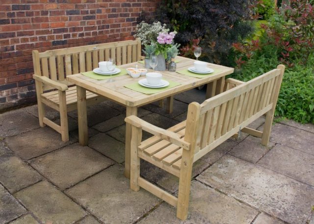 Forest Garden Forest Garden Rosedene Benches & Table Set 1