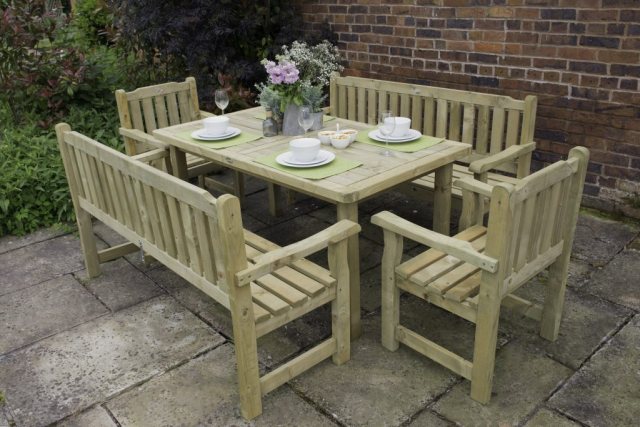 Forest Garden Forest Garden Rosedene Benches, Chairs & Table Set 2